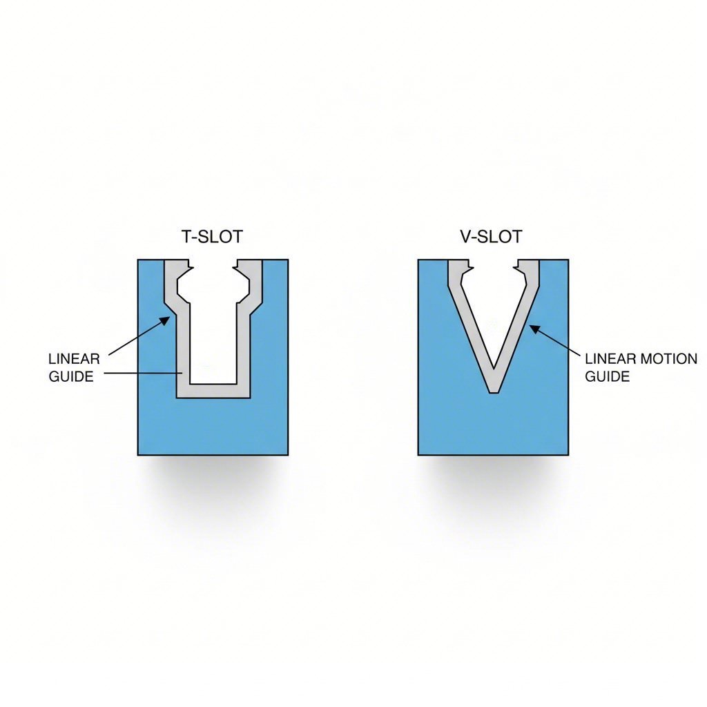 cross section comparison of t slot versus v slot aluminum profile designs