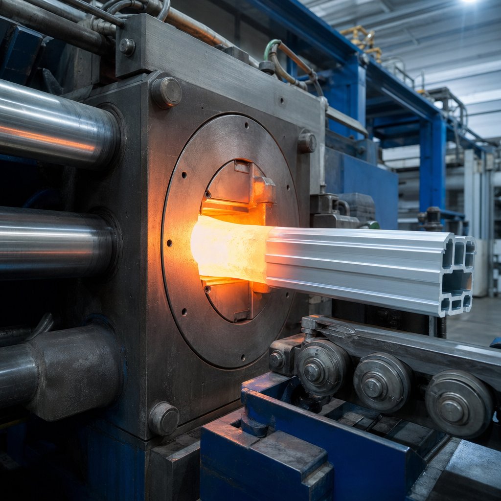 aluminum extrusion process shaping a clean profile