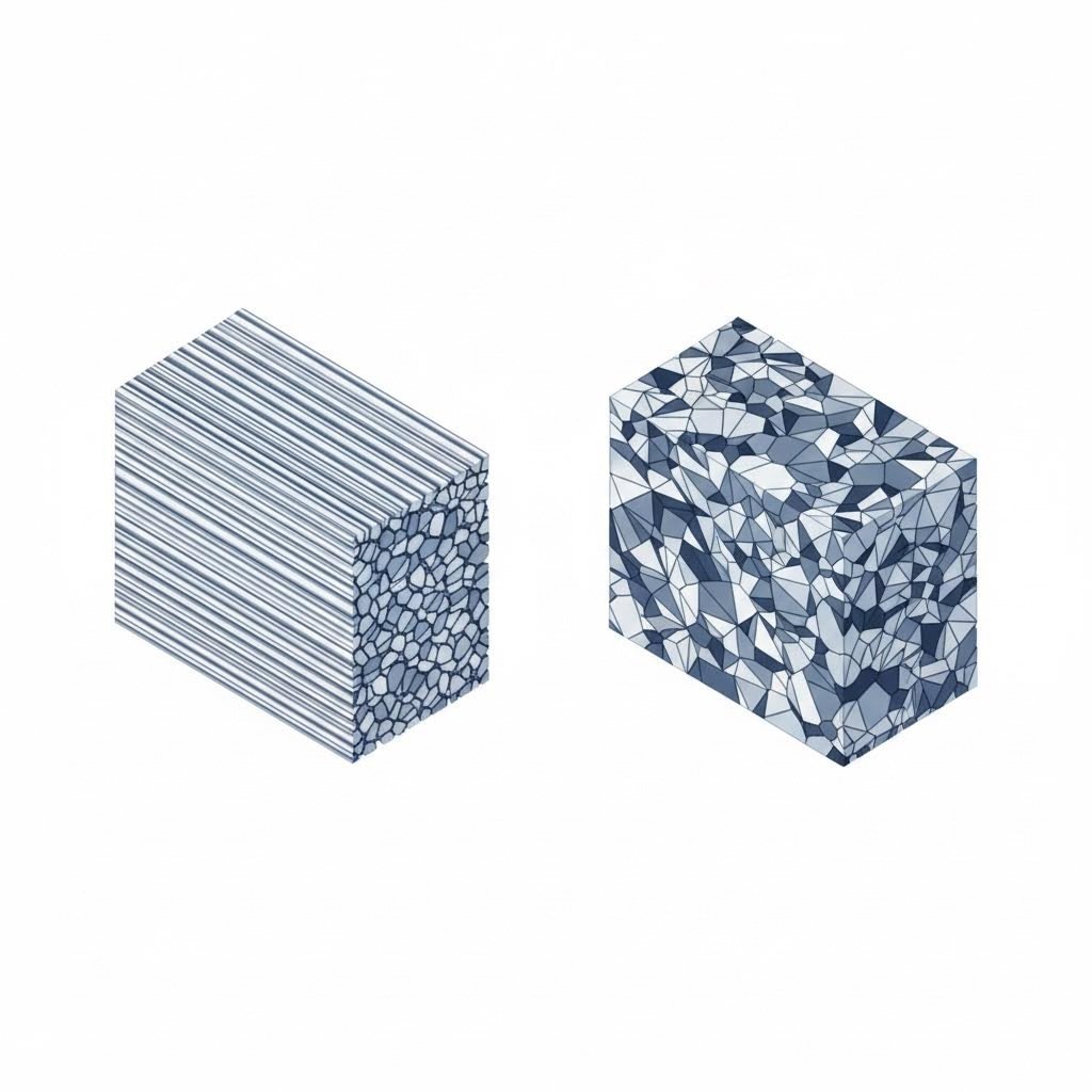 grain structure comparison between extruded and cast aluminum affecting mechanical strength