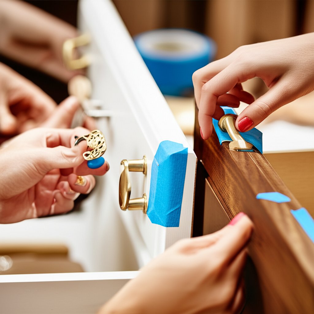 selecting and test fitting brass cabinet pulls for the perfect cabinet match