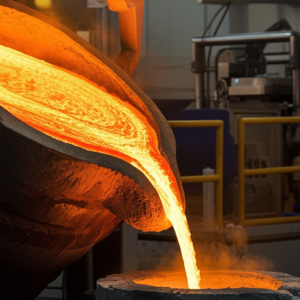 molten aluminum being poured in a modern industrial environment