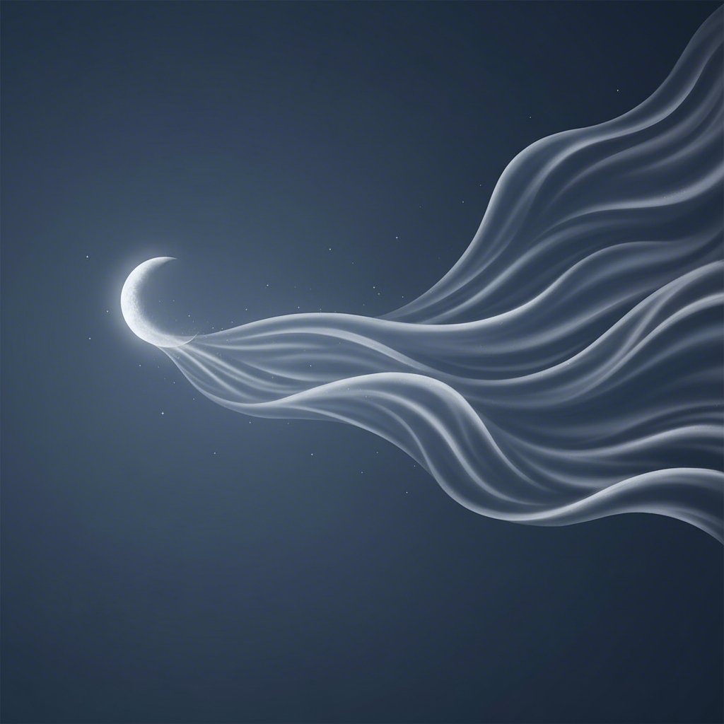 an artistic representation of different sleep mask fabrics under a peaceful night sky