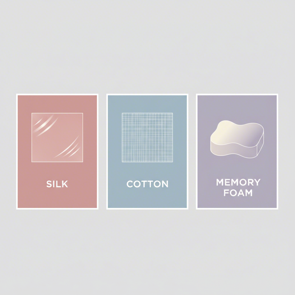 visual comparison of common sleep mask materials like silk cotton and foam
