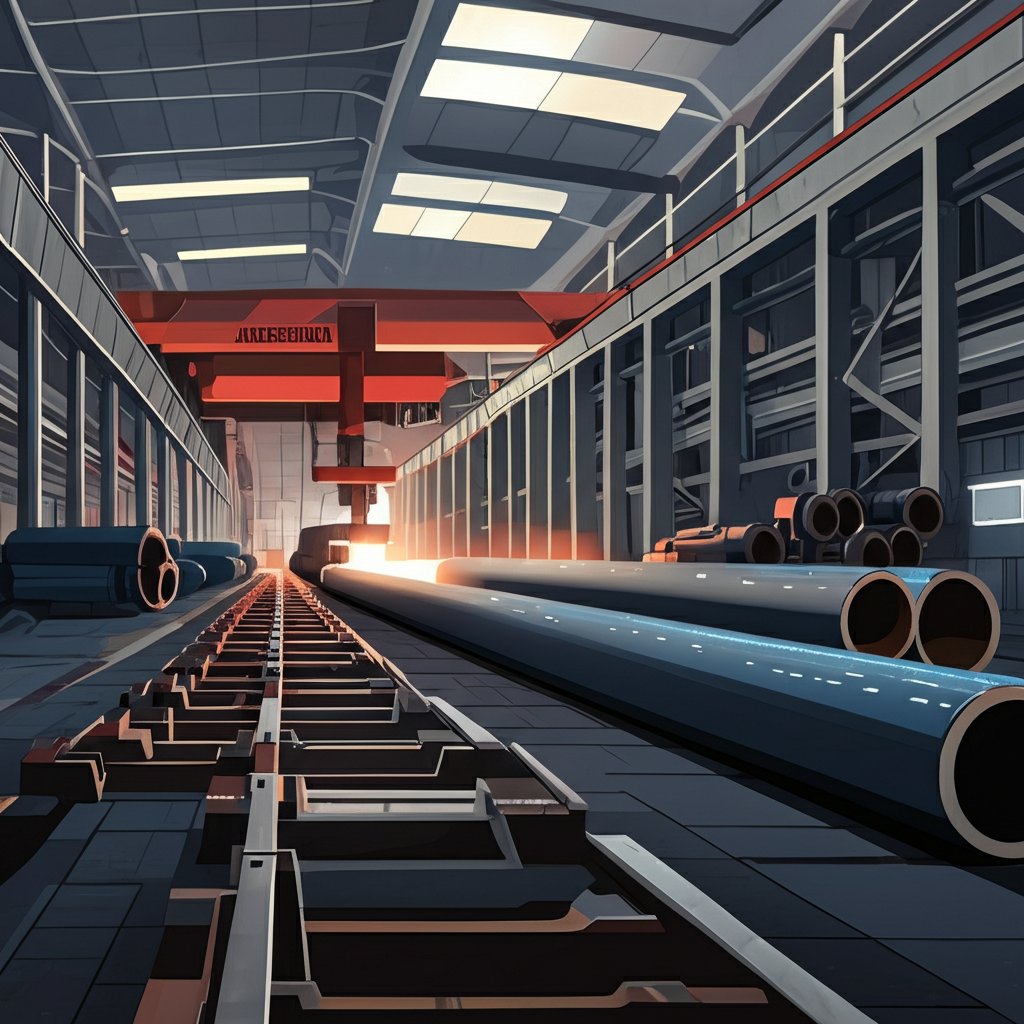 modern ductile iron pipe manufacturing plant in operation