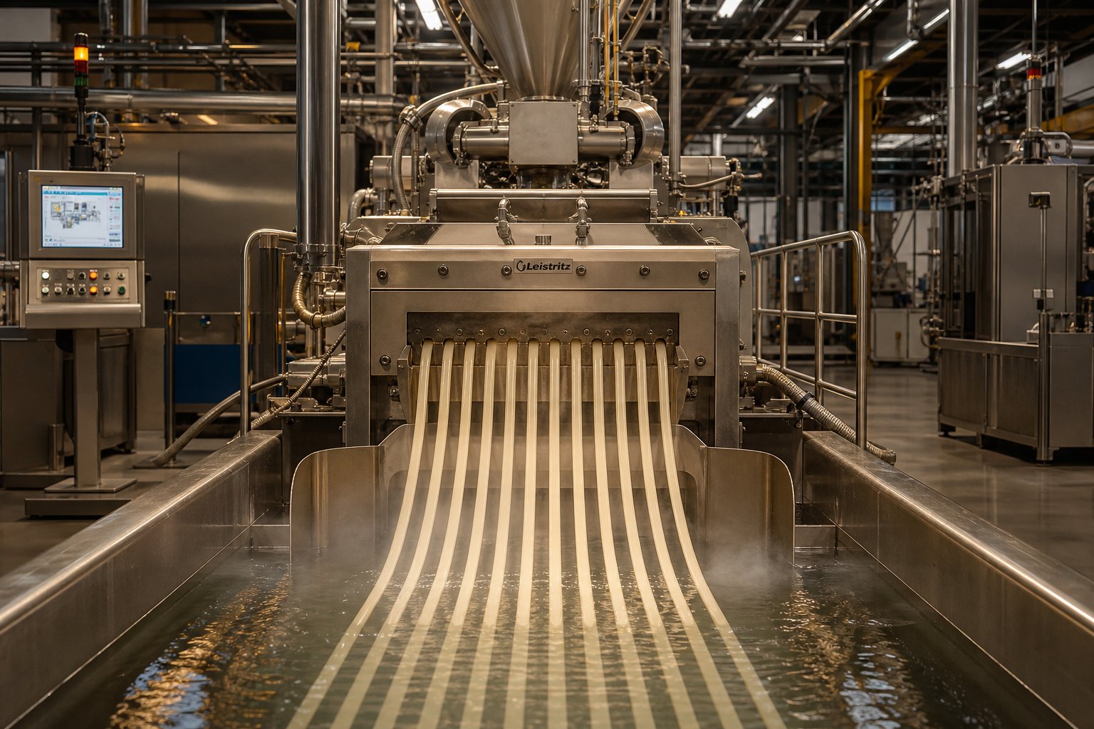 twin screw extrusion compounding line pelletizing color masterbatch granules