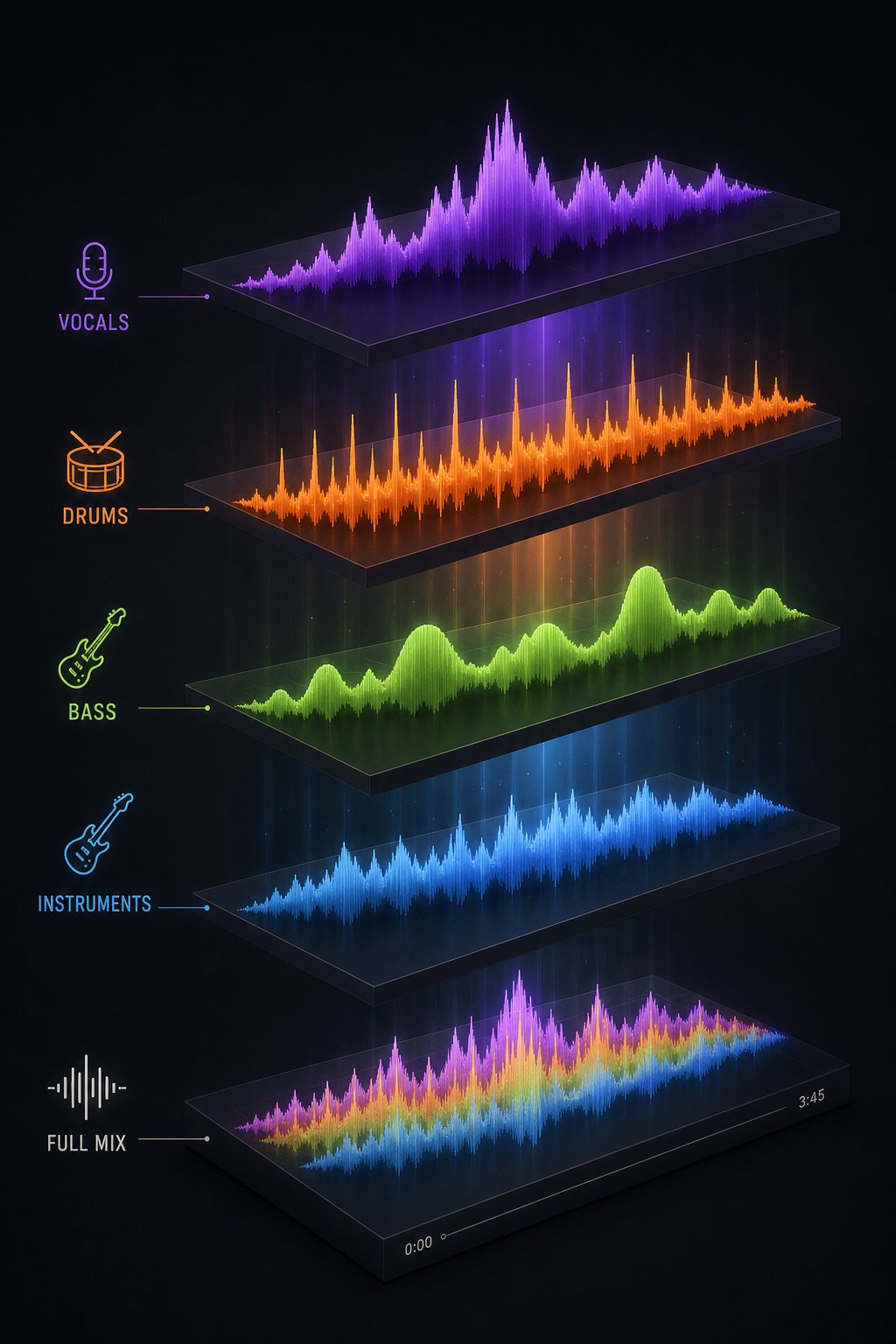 stem separation isolates vocals drums bass and instruments so you can inspect each layer for hidden ai artifacts