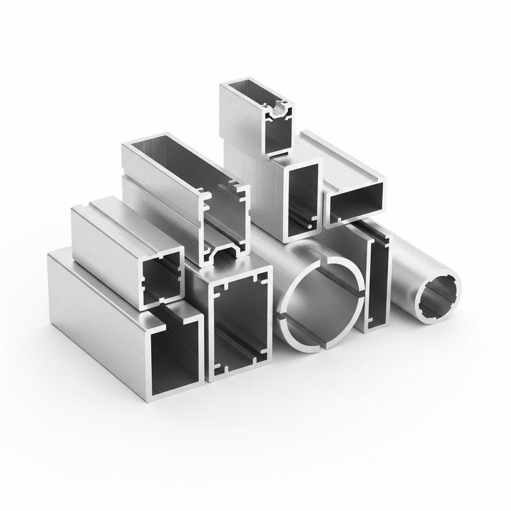 variety of aluminum extrusion profile shapes from simple tubes to complex multi cavity designs
