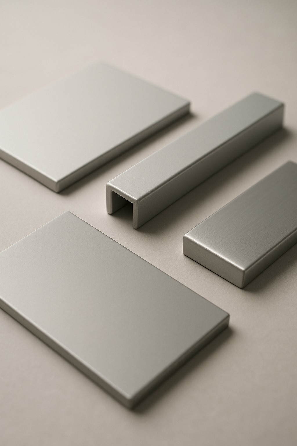 different finish appearances on aluminum samples