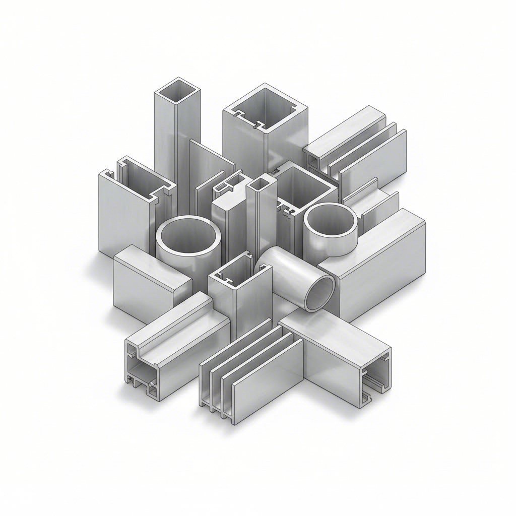 common aluminum extrusion profile types including channels angles and specialty shapes