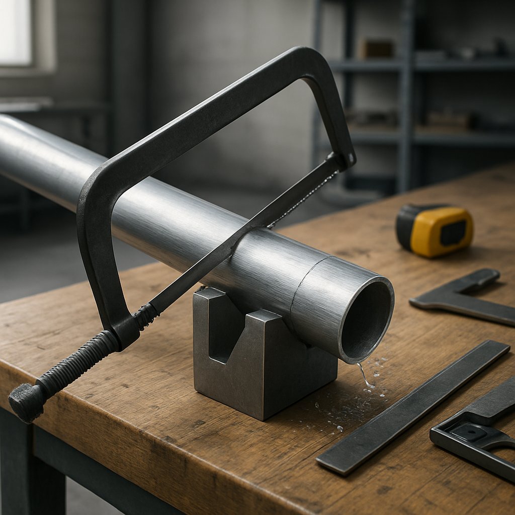 safe setup for cutting aluminum pipe square