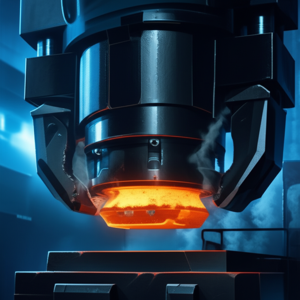 conceptual illustration of the precision and power in the automotive forging process