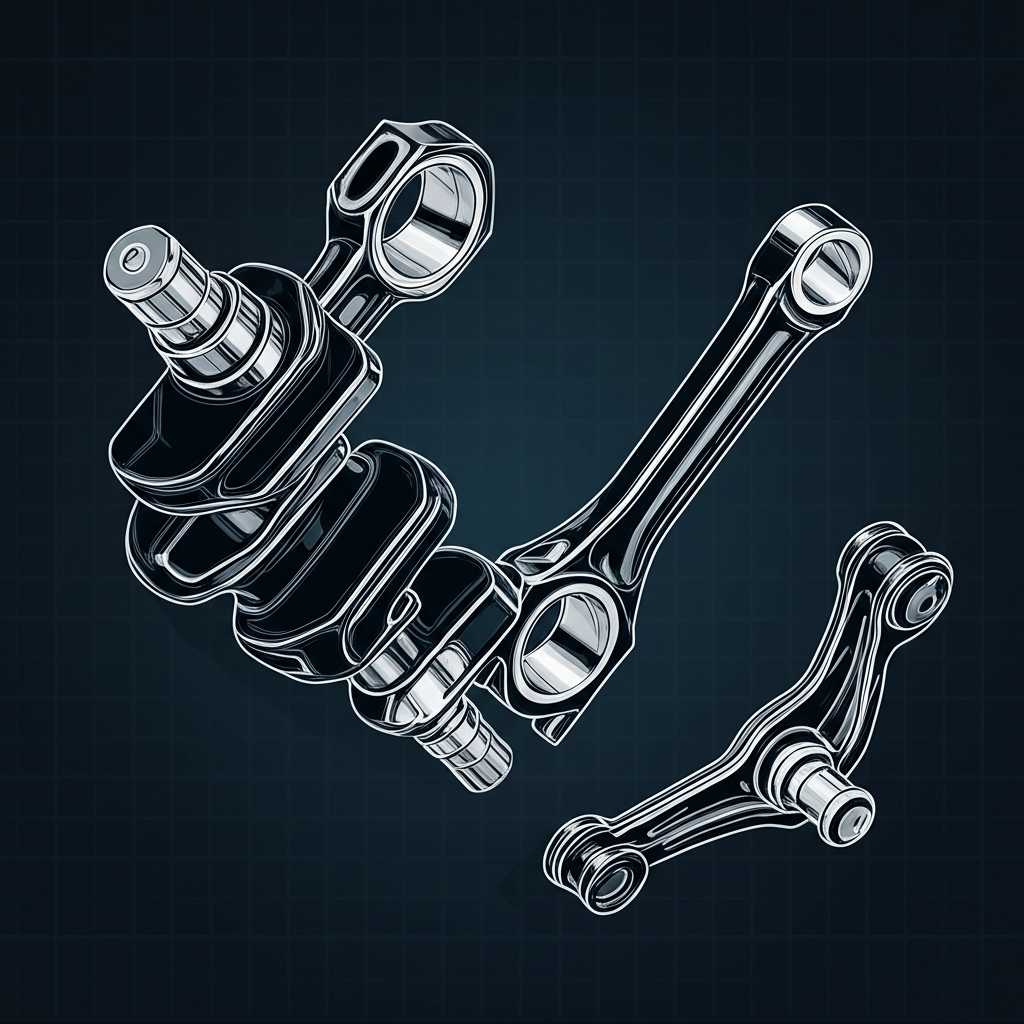 schematic of critical automotive components created through the forging process