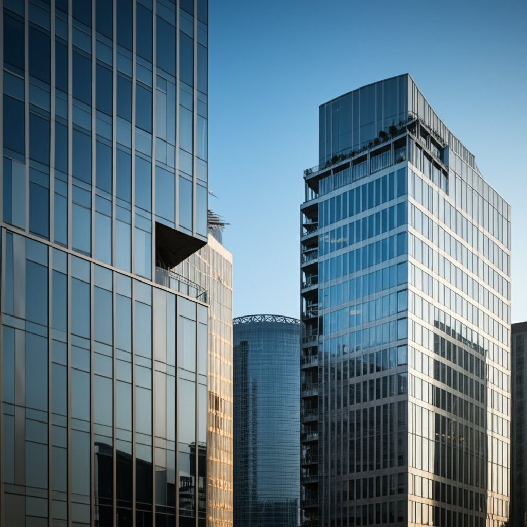modern architecture showcasing aluminum alloy 6063 extrusions in window frames and curtain walls