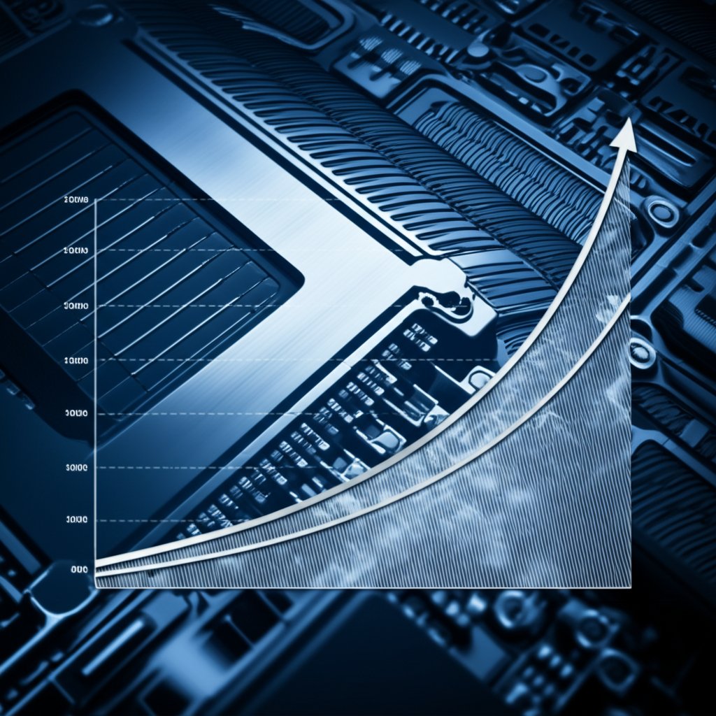 conceptual image of a blueprint and financial graph representing tooling amortization