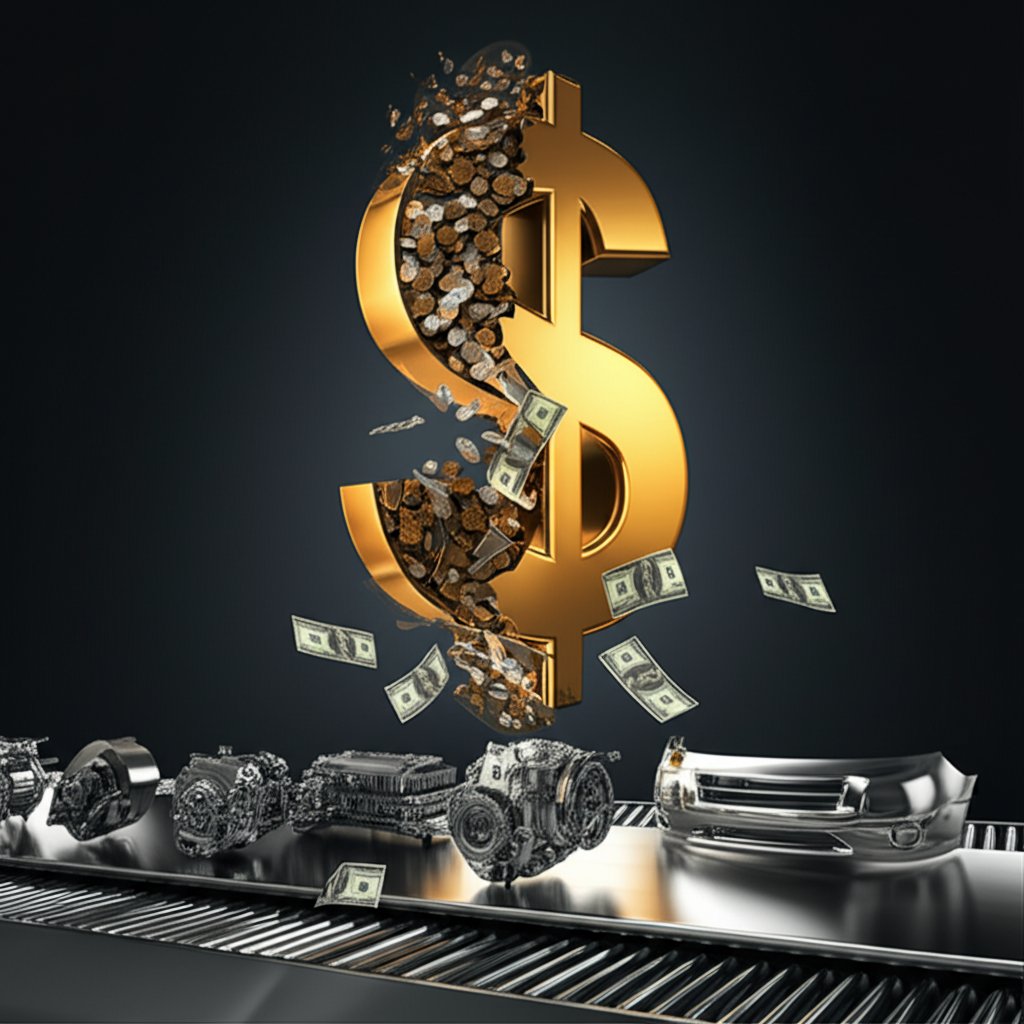 diagram illustrating the concept of amortizing tooling costs per manufactured part