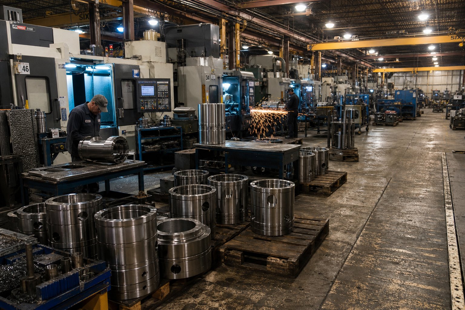 inside a twin screw extruder oem factory showing barrel machining and quality inspection operations