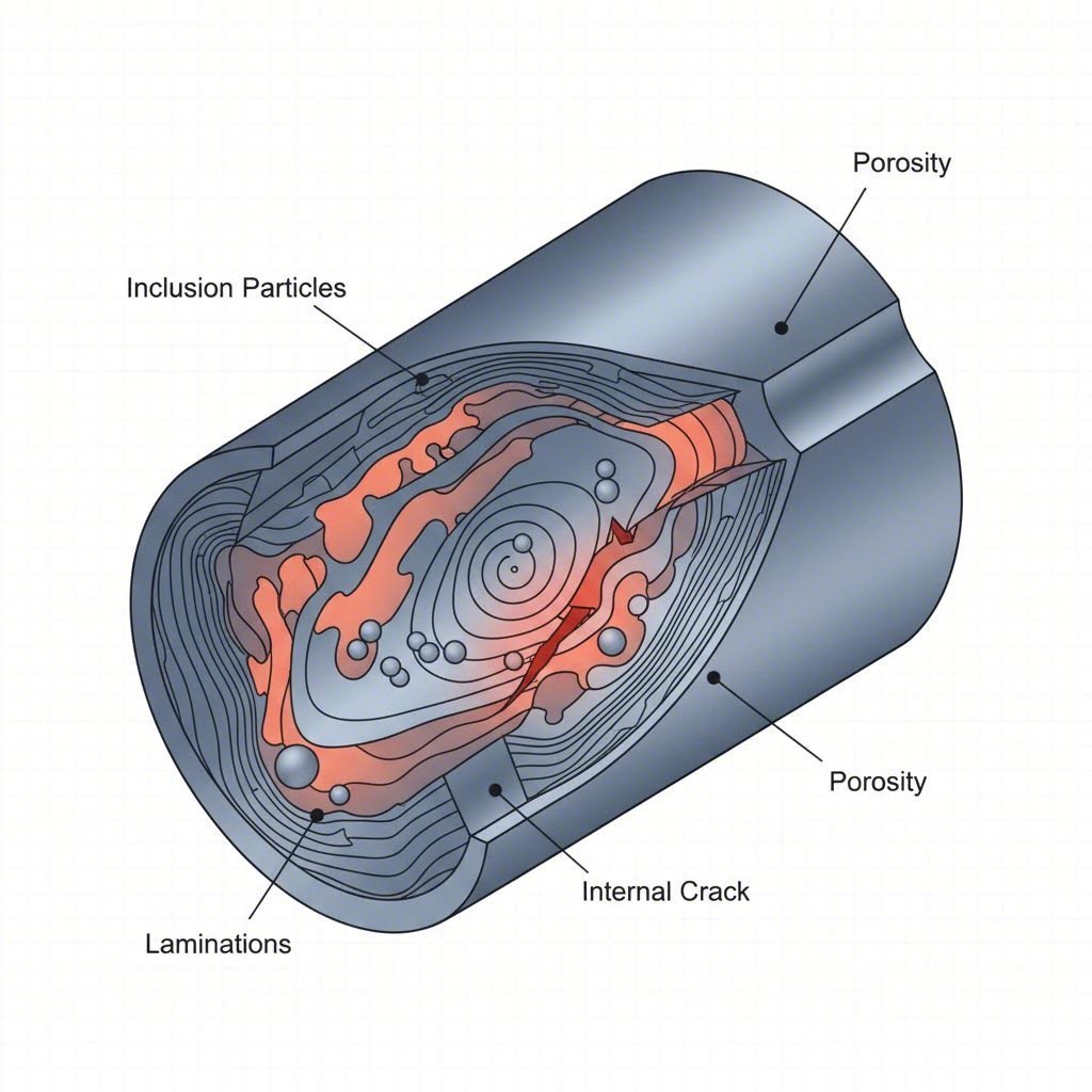 cross section view revealing common internal defects in forged steel components
