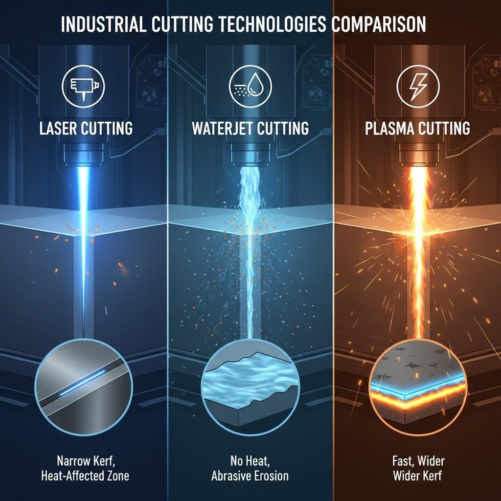 comparison of laser waterjet and plasma cutting technologies in action