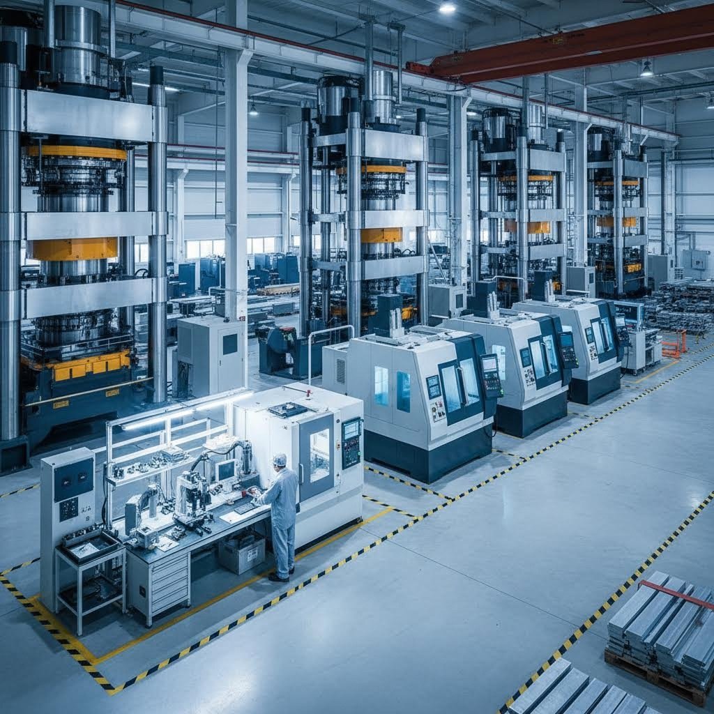 advanced aluminum extrusion facility with multiple presses and cnc machining capabilities