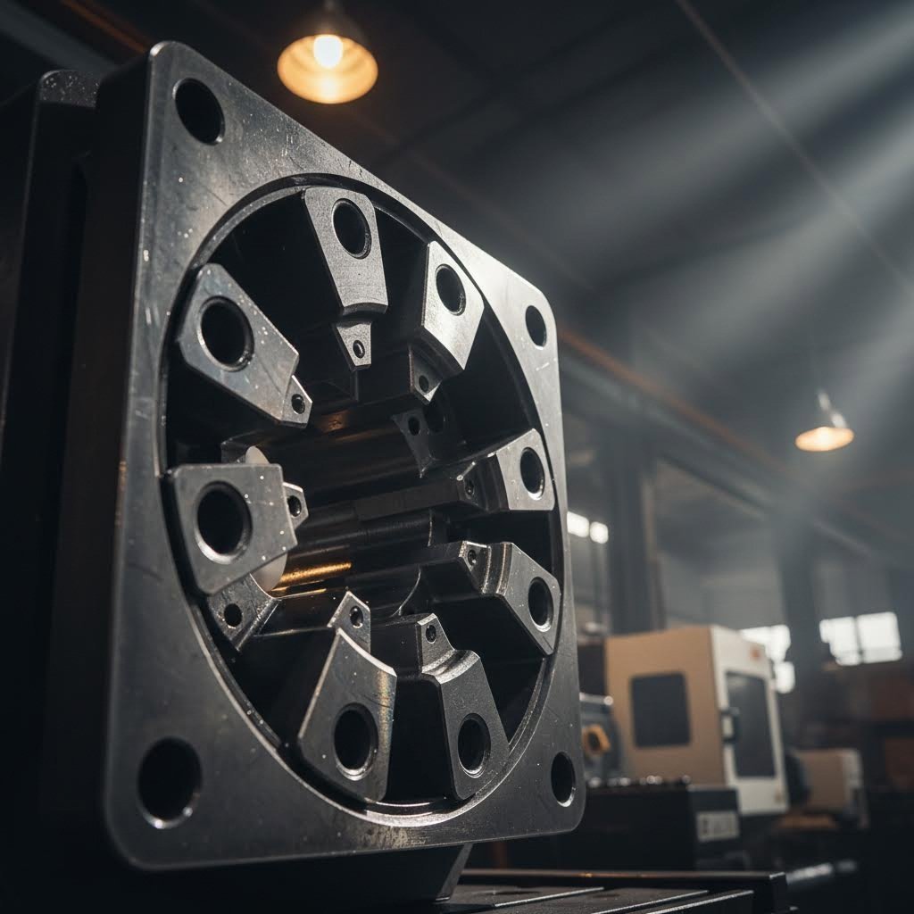 precision machined hollow extrusion die showing complex bridge and mandrel construction