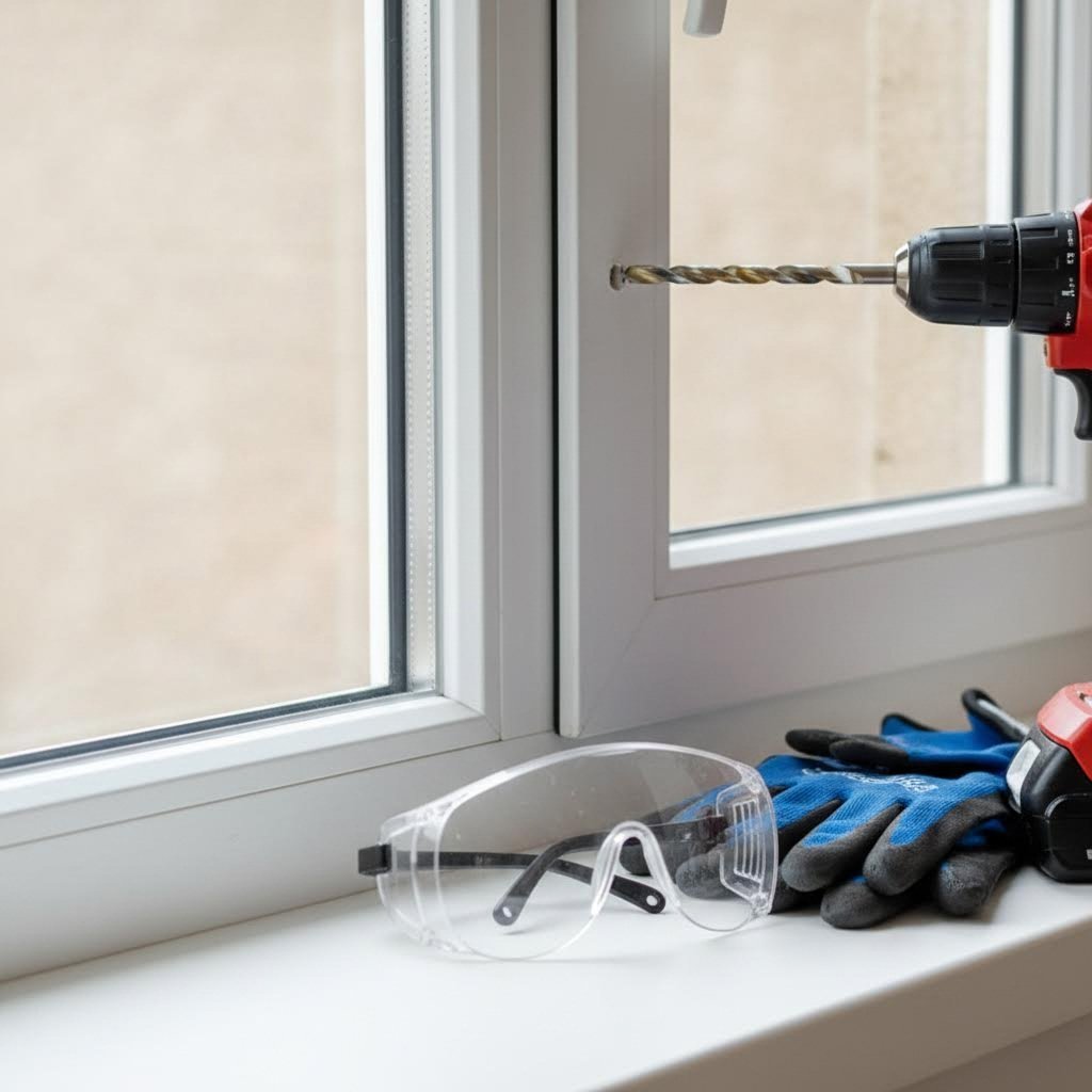 drilling pilot holes in upvc window frame for trickle vent installation