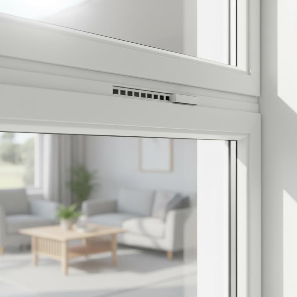 trickle vent installed on upvc window frame for continuous background ventilation