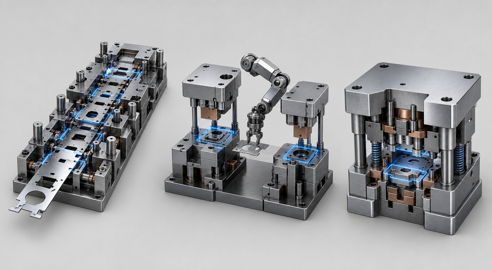info-1693-929 three major stamping die types %E2%80%94 progressive transfer and compound %E2%80%94 each requiring different supplier capabilities and equipment