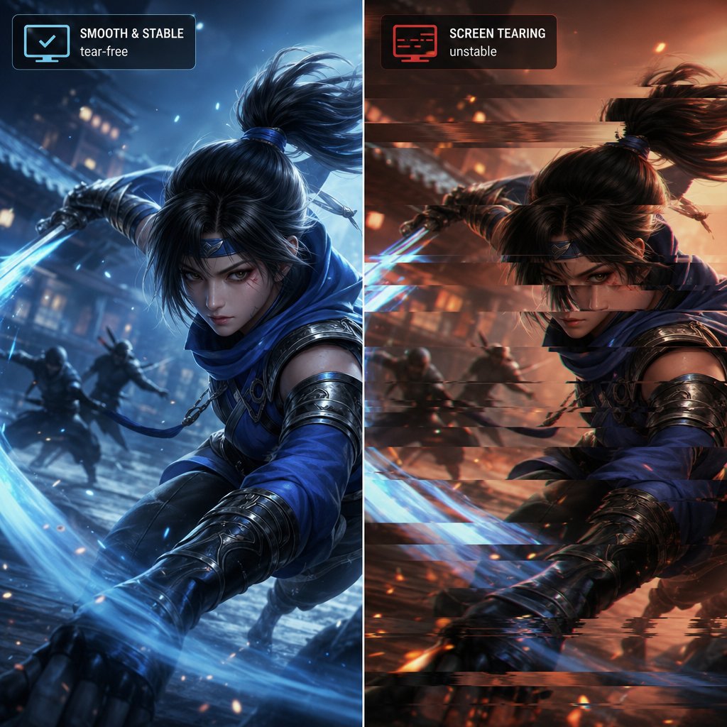 vsync on delivers tear free combat visuals while vsync off prioritizes faster input response