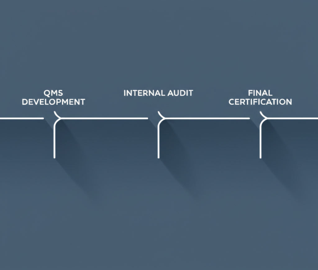 a simplified roadmap showing the steps to achieving iso 9001 certification