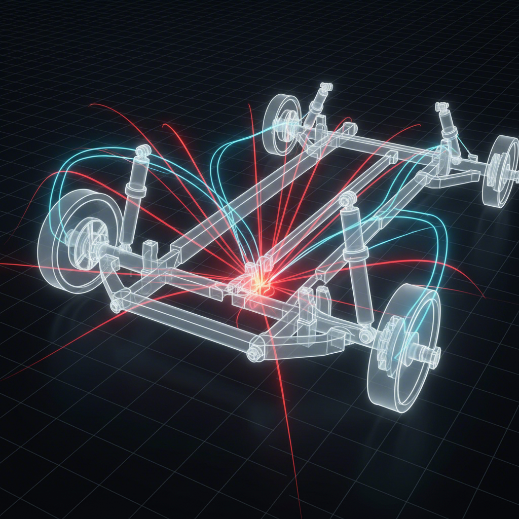 diagram showing stress points in a vehicles upper control arm assembly