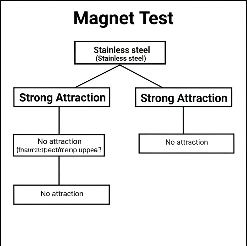 decision tree for interpreting stainless steel magnet test results and choosing the right grade