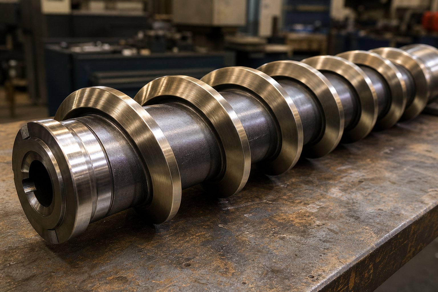 bimetallic screw with wear resistant alloy lining metallurgically bonded to a steel core for extended service life