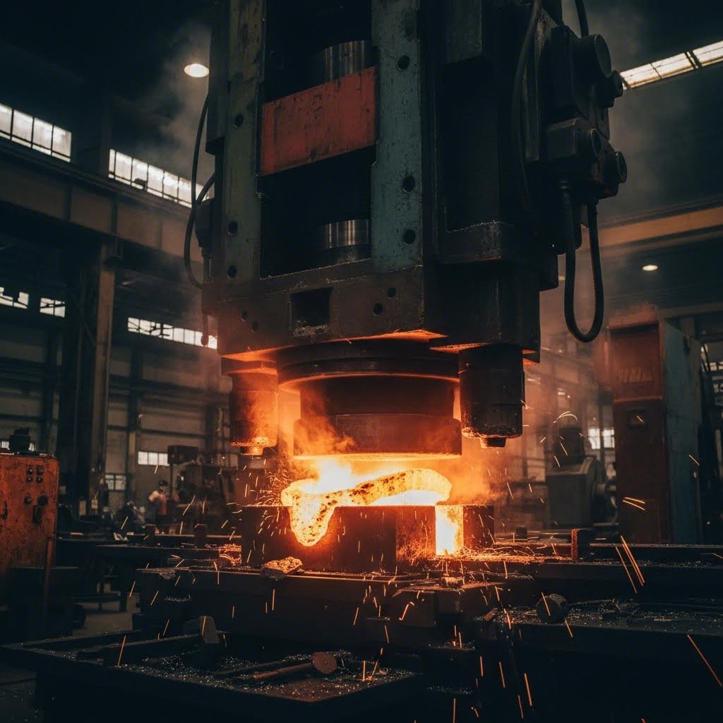 hot forging process creating dense grain structure for superior brake caliper strength