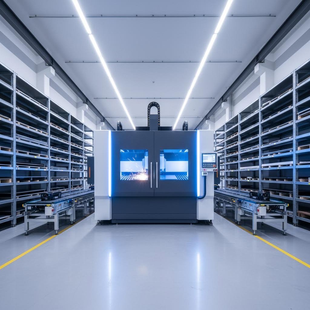 professional laser cutting facility with automated precision metal fabrication equipment