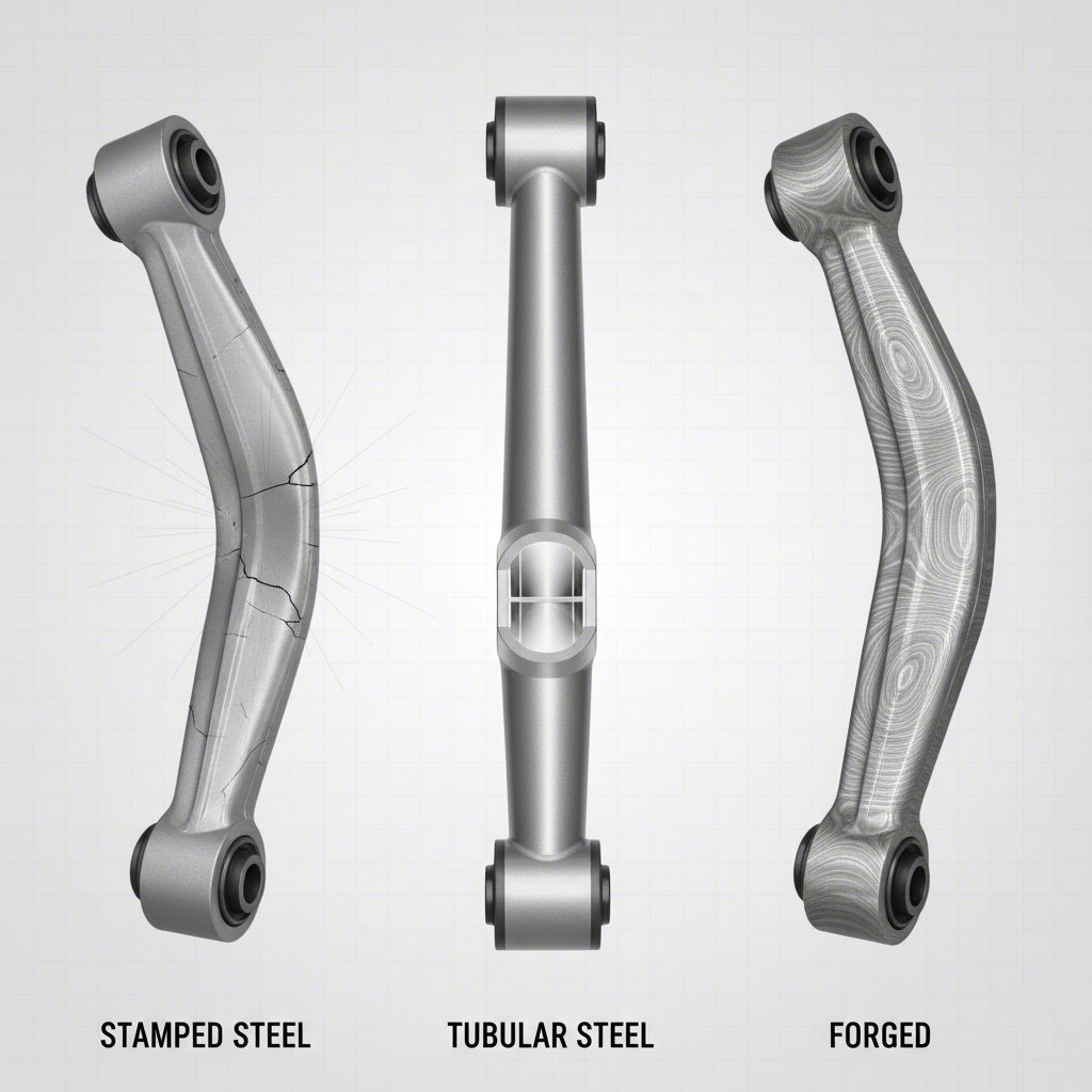 comparison of stamped tubular and forged control arm construction
