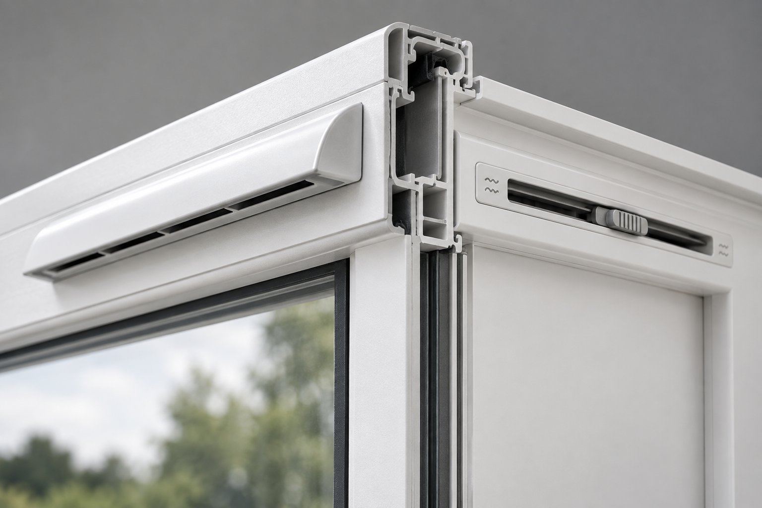 a trickle ventilator integrated into a window frame head providing part f compliant background ventilation