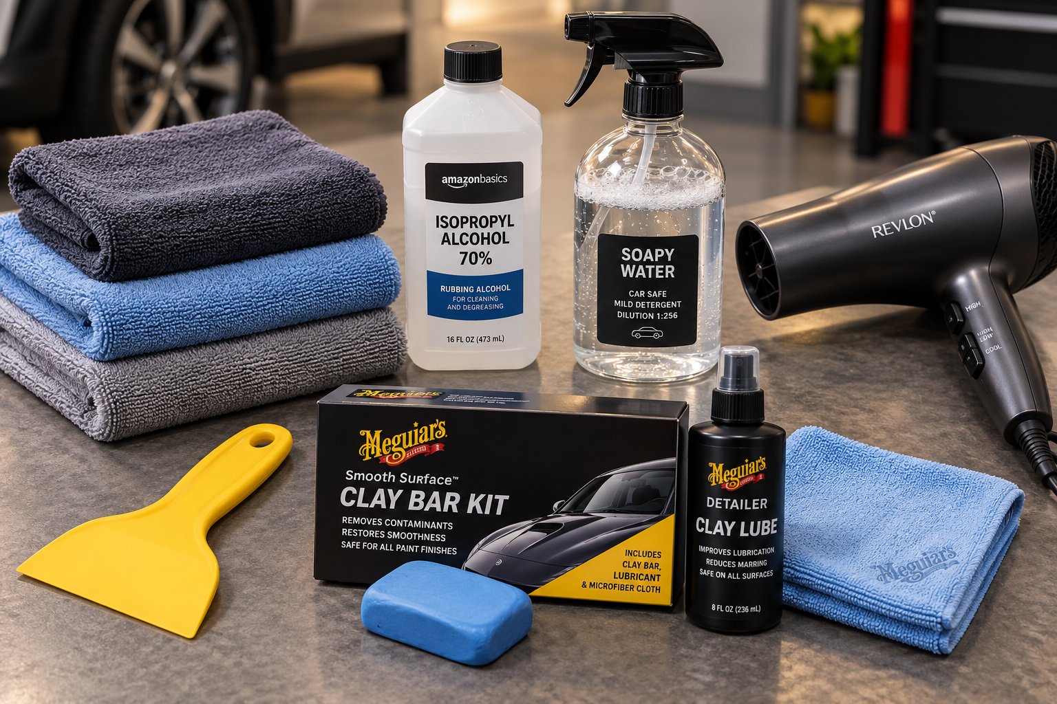 essential adhesive removal supplies laid out and ready before starting the job