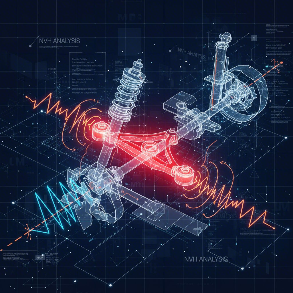 diagram showing a cars control arm and sources of suspension noise