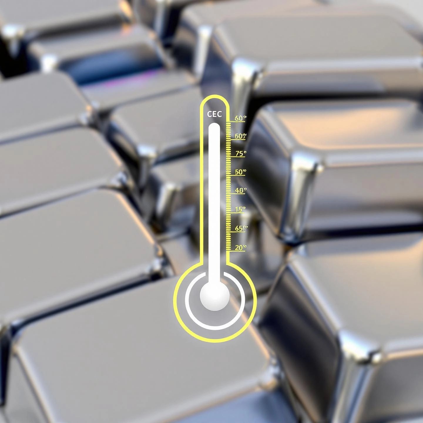thermometer with celsius and fahrenheit scales highlighting aluminum's melting point
