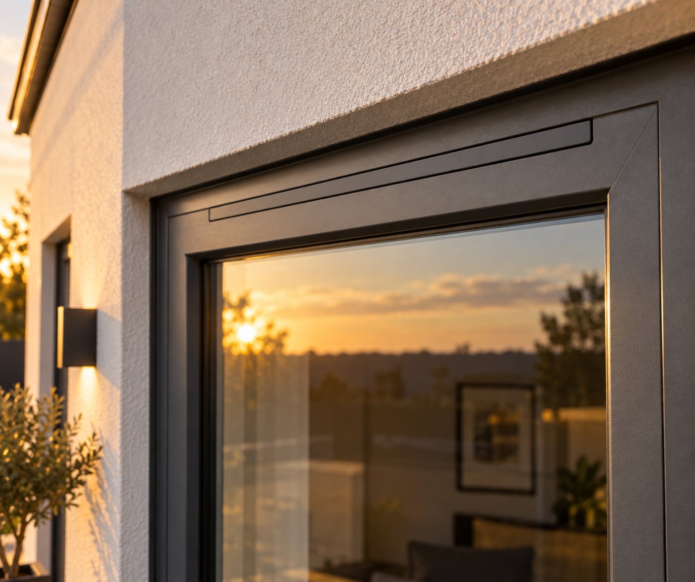 a colour matched anthracite grey trickle vent cover blending seamlessly into the window frame