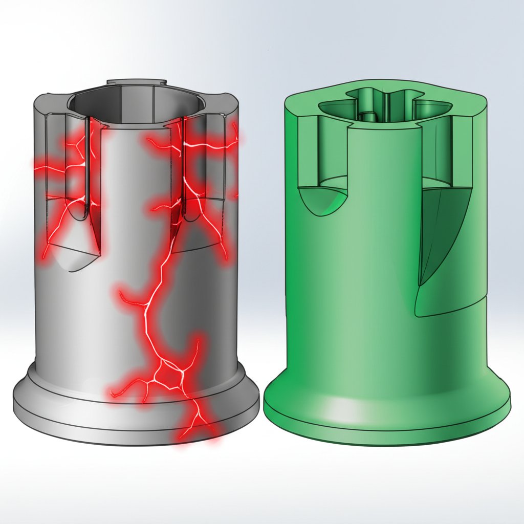 a diagram showing best practices for screw boss design to ensure strength