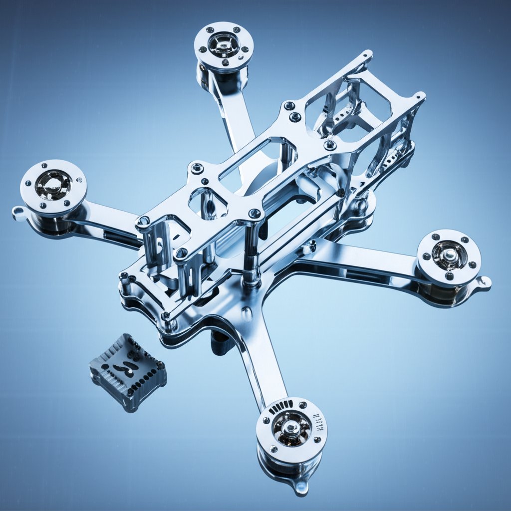exploded view diagram showing common drone components made with cnc machining
