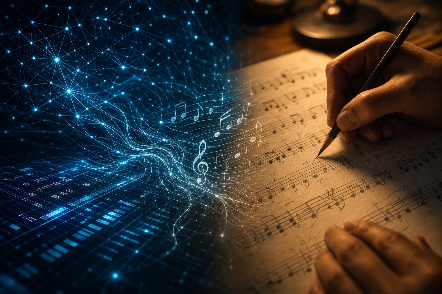the hybrid ai human workflow combines algorithmic speed with trained musical judgment for optimal results
