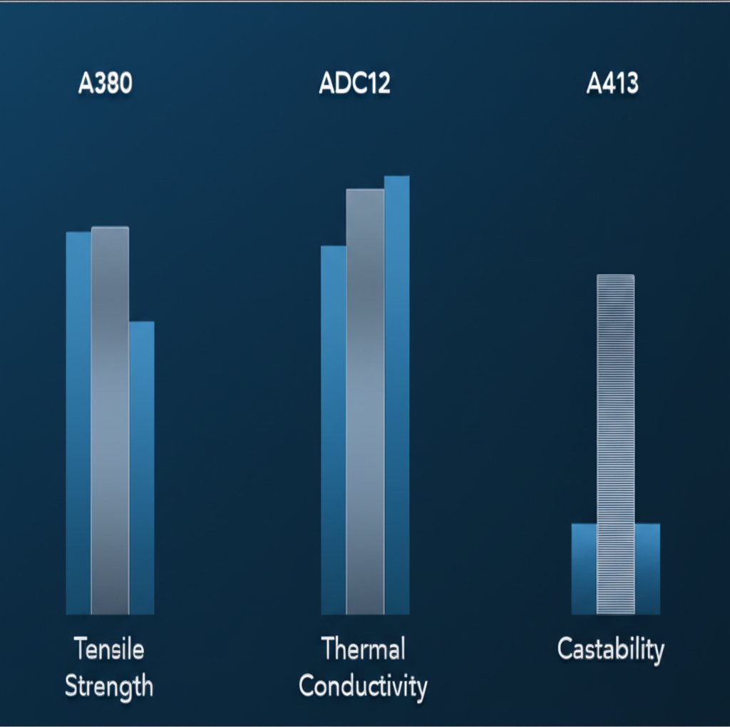 comparison chart of common aluminum alloys used in die casting for automotive parts