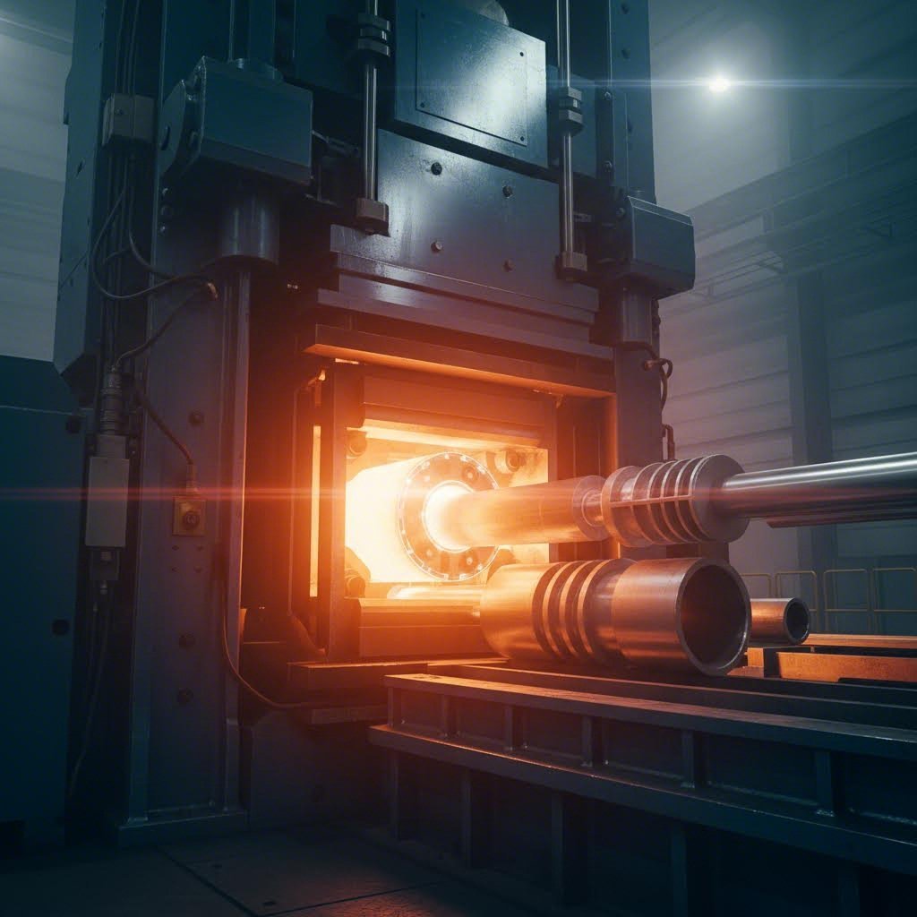 aluminum extrusion process transforming heated billets into precision engineered profiles