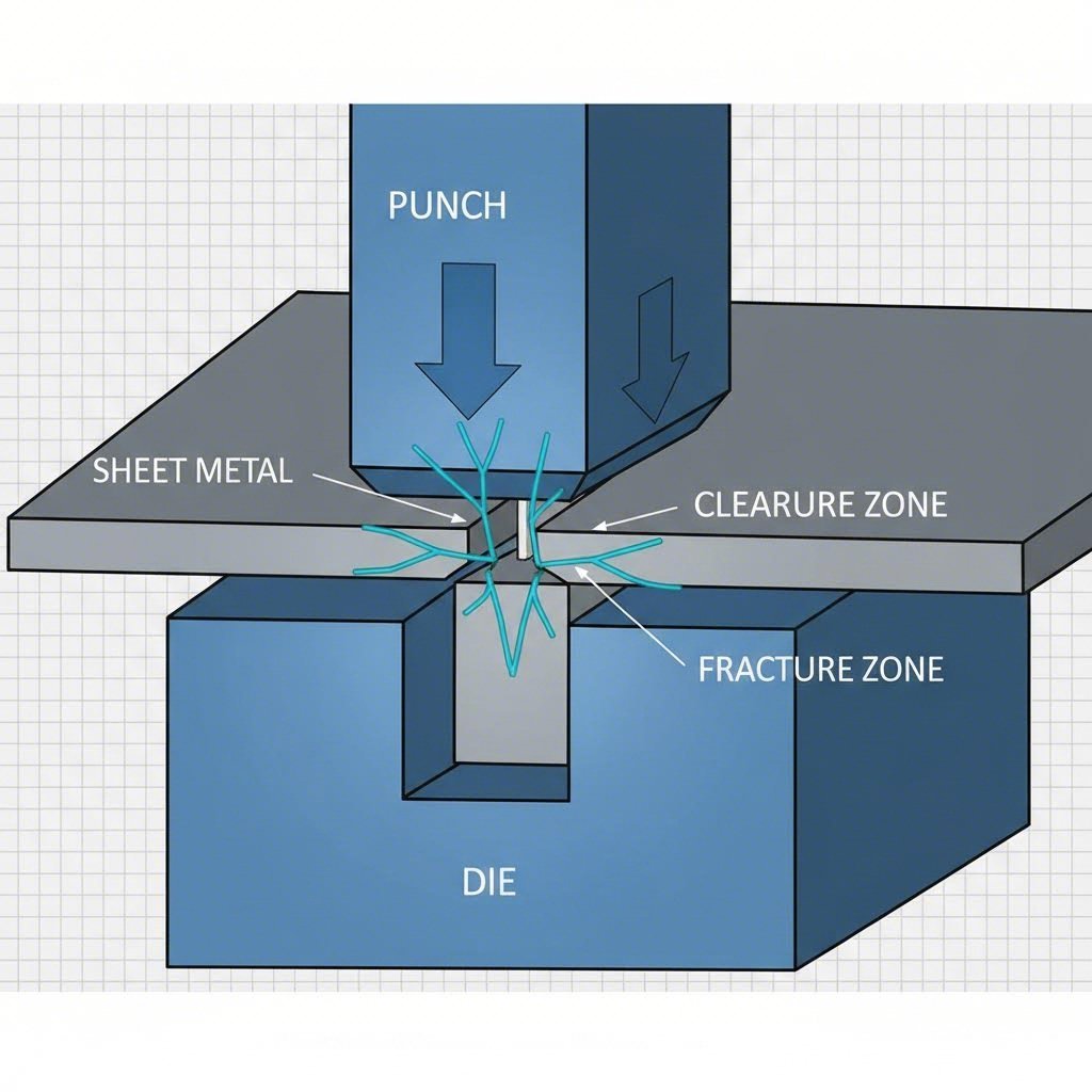 cross section view of punch and die clearance affecting burr formation