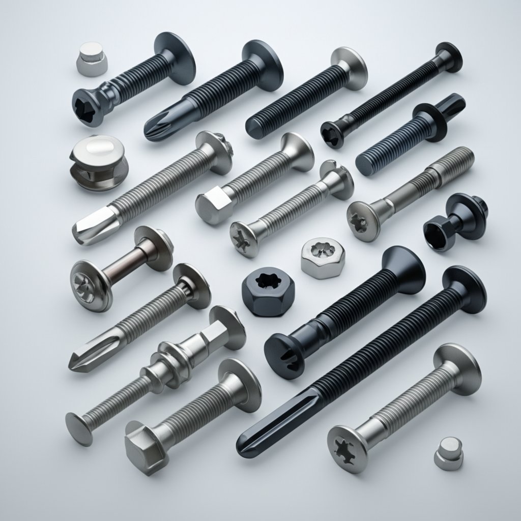 assorted aluminum screws and fasteners for diverse engineering applications