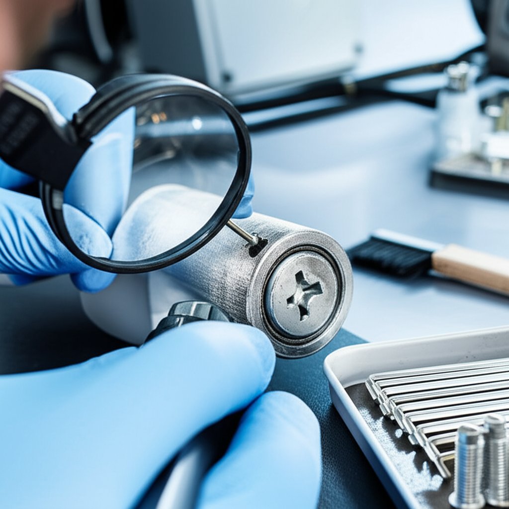 technician checking aluminum screw joints for serviceability