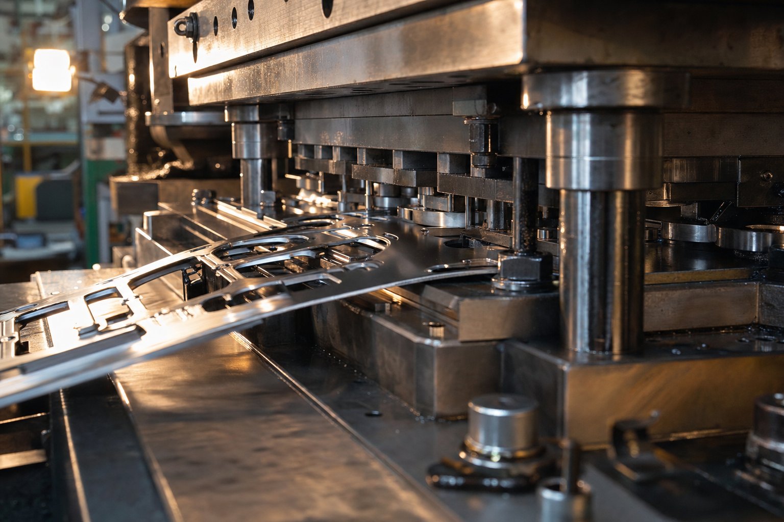 info-1-1 progressive die stamping transforms coil fed metal strip into finished parts through sequential multi station forming operations