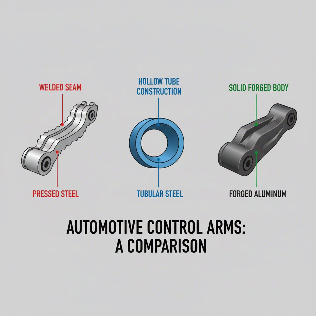 visual comparison of stamped tubular and forged control arm construction